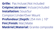 Charger l'image dans la galerie, Évier en granite noir  27"x 18"