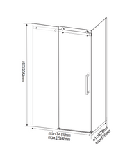 Charger l'image dans la galerie, Porte de douche coulissante 60" fini noir mât avec panneau latéral 36"