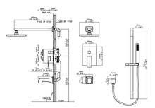 Charger l'image dans la galerie, Robinetterie de douche noir mat carré avec douchette et bec de bain