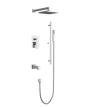 Charger l'image dans la galerie, Robinetterie de douche chrome carré avec douchette et bec de bain