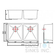 Charger l'image dans la galerie, Évier de cuisine double sous plan en acier inoxydable 31x18