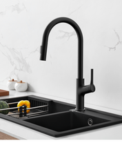 Charger l'image dans la galerie, Robinet de cuisine à bec rétractable fini noir mât