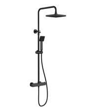 Charger l'image dans la galerie, Robinetterie de douche noir carré thermostatique avec douchette
