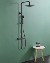 Charger l'image dans la galerie, Robinetterie de douche noir carré thermostatique avec douchette