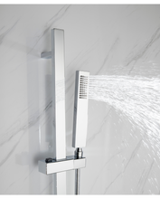 Charger l'image dans la galerie, Robinetterie de douche chrome carré avec douchette et bec de bain