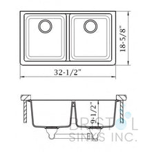 Charger l'image dans la galerie, Évier en granite noir sous plan 32" x 18" Bristol