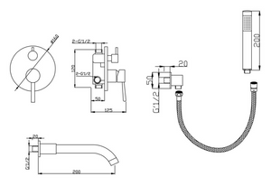 Robinet de bain mural arrondi