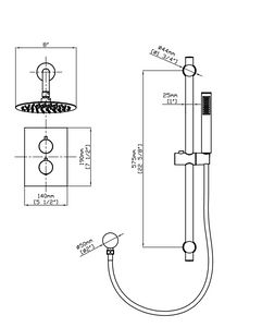 Robinetterie de douche thermostatique noir arrondie