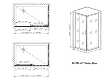 Charger l&#39;image dans la galerie, Porte de douche coulissante italienne 48&quot; fini noir mât avec panneau latéral 32&quot;
