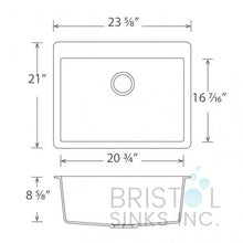 Charger l&#39;image dans la galerie, Évier en granite noir surplan 24&quot;x 22&quot; Bristol

