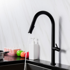 Robinet de cuisine à bec rétractable fini noir mat