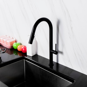 Robinet de cuisine à bec rétractable fini noir mat