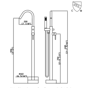 Robinet de bain autoportant noir mât