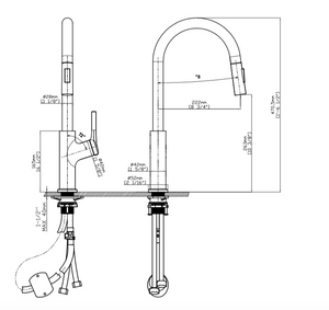 Robinet de cuisine à bec rétractable fini noir mât