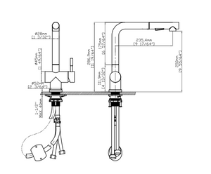 Robinet de cuisine à bec rétractable fini noir mat