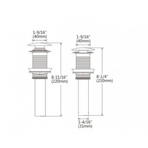 Drain de lavabo escamotable - trop plein - fini chrome