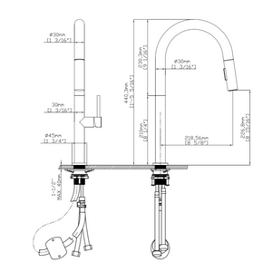 Robinet de cuisine à bec rétractable fini noir mat