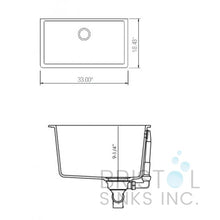 Charger l&#39;image dans la galerie, Évier en granite noir sous plan  33&quot; x 18&quot; Bristol
