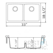 Charger l&#39;image dans la galerie, Évier en granite double sous plan à cuves basses 33&quot; x 18&quot;
